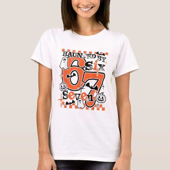 Camiseta Meme Assombrado 67 Seis Sete 6-7 Piada Engraçada d (Frente)