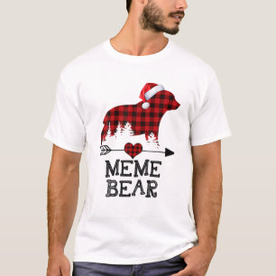 Camiseta Meme Bear Christmas Pajama Red Xadrez Buffalo Fami