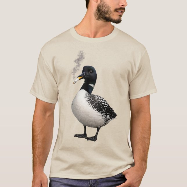 Camiseta meme canadense bobo do lobo mergulhão fumando (Frente)