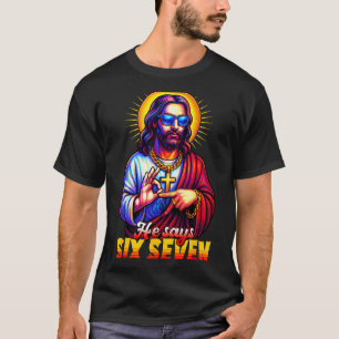 Camiseta Meme Cristão 67 Geração Alpha 6 7 Jesus Diz Seis S