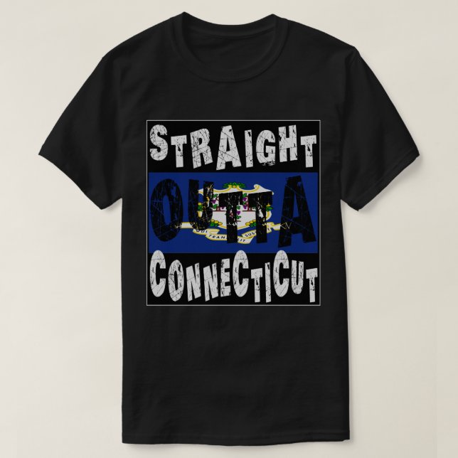 Camiseta Meme CUSTOM Straight Outta Connecticut (Frente do Design)