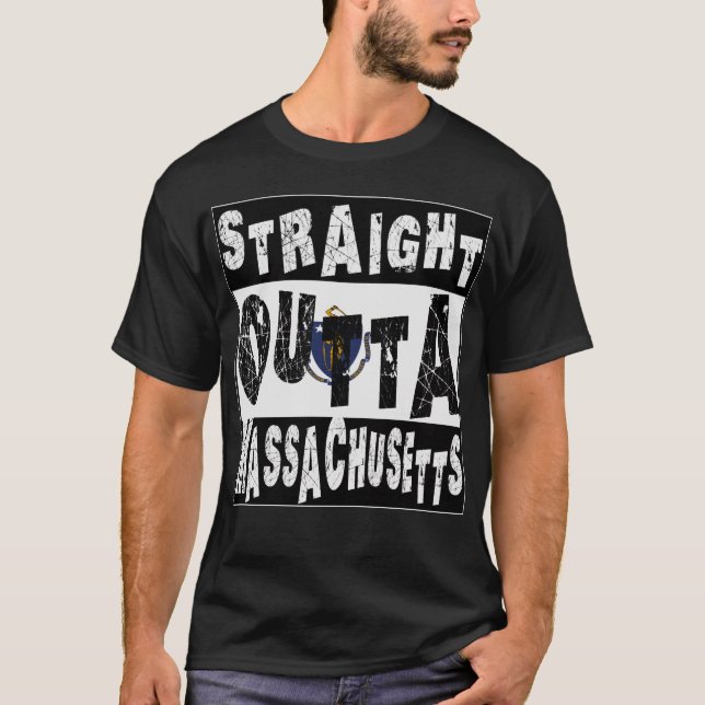 Camiseta Meme CUSTOM Straight Outta Massachusetts (Frente)