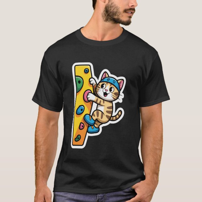 Camiseta Meme da Parede de Escalada do Gato (Frente)