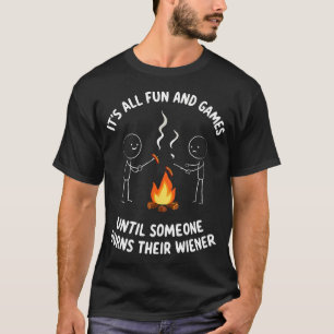 Camiseta Meme de Acampamento É Tudo Diversão Fogueira Sarca