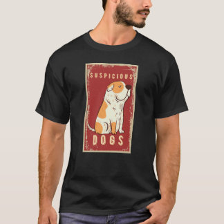 Camiseta meme de cachorro suspeito encara engraçado