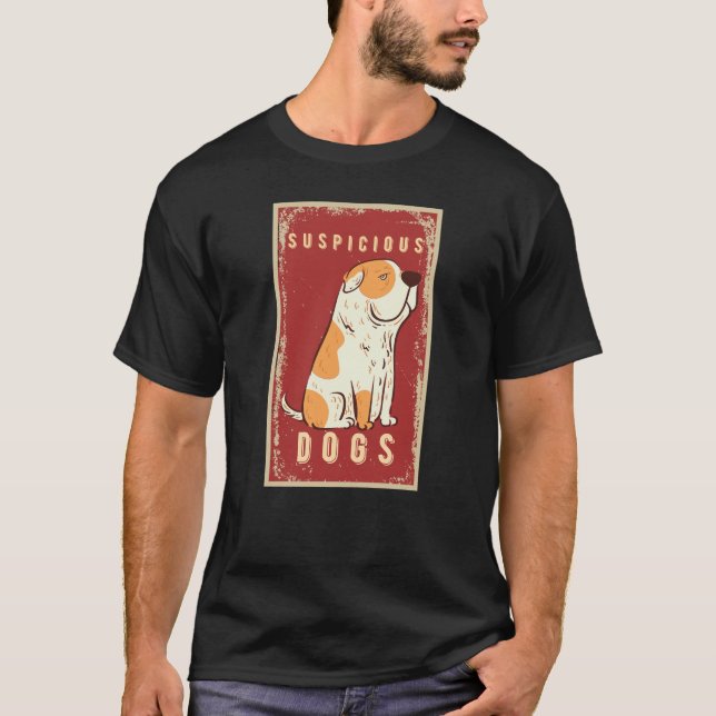Camiseta meme de cachorro suspeito encara engraçado (Frente)