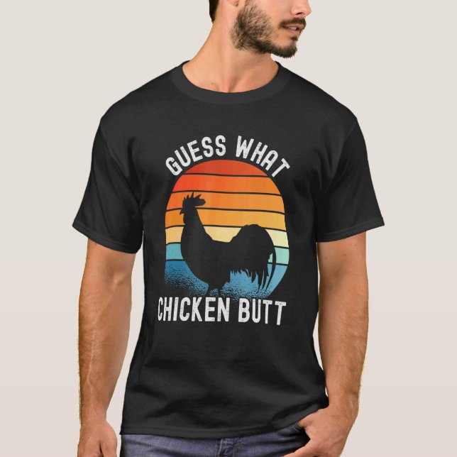 Camiseta Meme de Frango    Adivinhe o Que Bunda de Frango (Frente)
