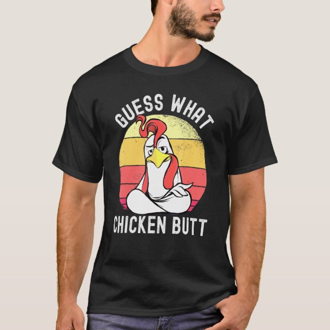Camiseta Meme de Frango Adivinhe O Que Bunda de Frango  1 (Frente)