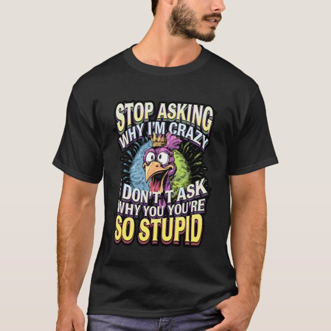 Camiseta Meme de Frango Louco Engraçado (Frente)