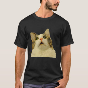 Camiseta Meme de Gato Choque Rosto de Gato Meme Engraçado P