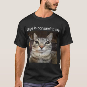 Camiseta Meme de Gato com Raiva Consumindo Me