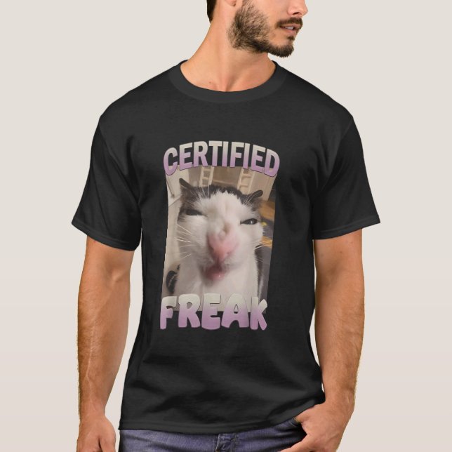 Camiseta Meme de Gato Doido Certificado (Frente)