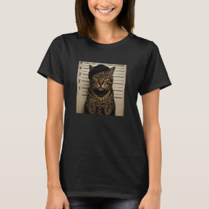 Camiseta Meme de Gato Engraçado com Foto de Polícia