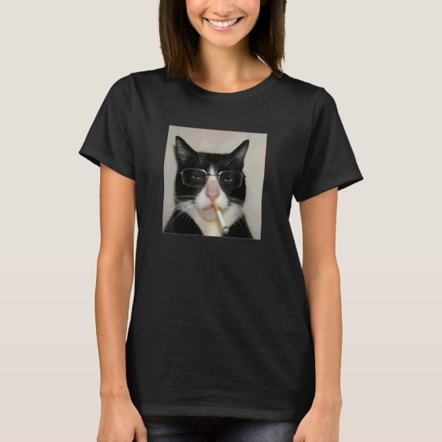 Camiseta Meme de Gato Fumando (Frente)