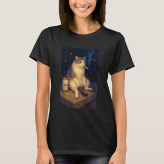 Camiseta Meme de Gato Fumando Engraçado Humor Sarcástico