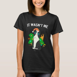 Camiseta Meme de Gato Gato Árvore de Natal Luz Meowy 1