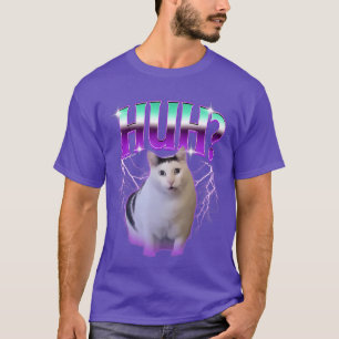Camiseta Meme de Gato Huh Gato Engraçado Amante de Animais