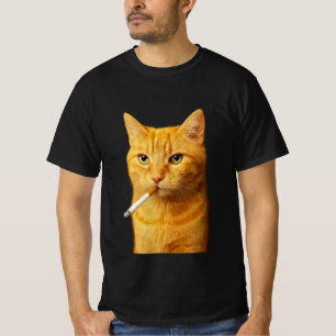 Camiseta Meme de Gato Idiota Legal Engraçado Gato Fumando C