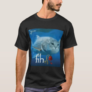 Camiseta Meme de Gato Peixe Engraçado Fih - Tendência de Me