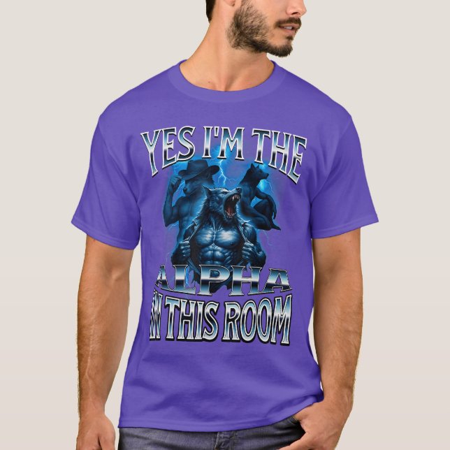 Camiseta Meme de Lobo Alfa Macho Beta Engraçado Constranged (Frente)