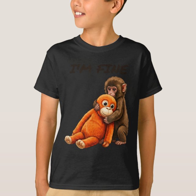 Camiseta Meme de macaco triste socando com um brinquedo lar (Frente)