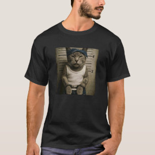 Camiseta Meme de Mugshot de Gato Engraçado