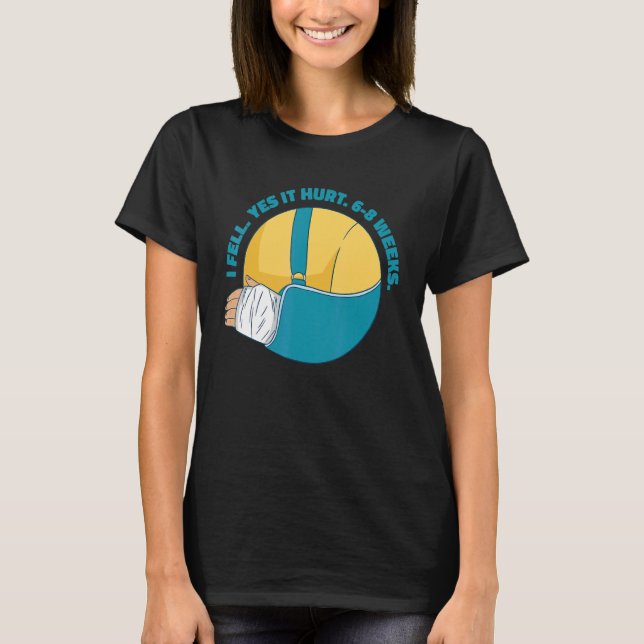 Camiseta Meme de Osso do Braço Quebrado Eu Caí Sim Doeu 6 8 (Frente)