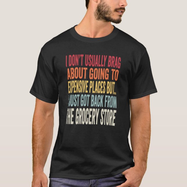 Camiseta Meme de Piada de Compras de Supermercado Inflação (Frente)