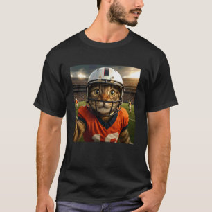 Camiseta Meme de retrato esportivo de futebol de gato engra