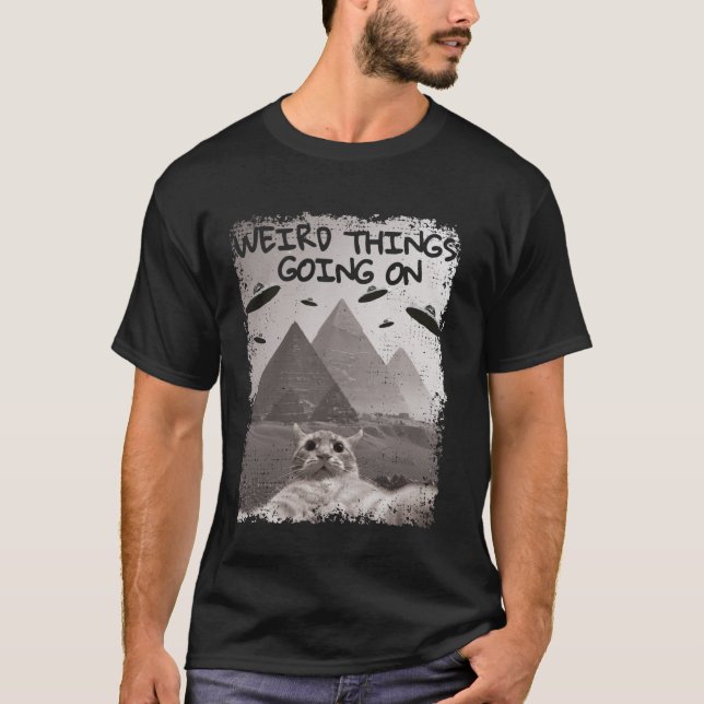 Camiseta Meme de UFO de Gato - Selfie Divertida de Gato com (Frente)