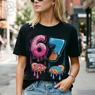 Camiseta Meme Divertido 67 Donut Sorvete Gíria Gen Alpha