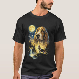 Camiseta Meme do Basset Hound Uivando para a Lua Engraçado