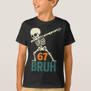 Camiseta Meme do Bruh de Halloween Números Seis Sete Esquel