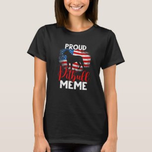 Camiseta Meme do Cão Pitbull Orgulhoso Vintage Bandeira Ame