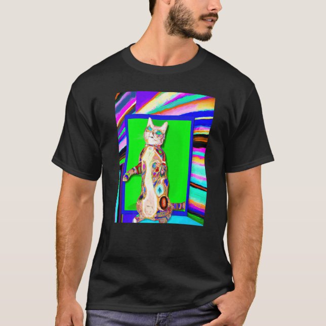 Camiseta Meme do gatinho de cor clara (Frente)