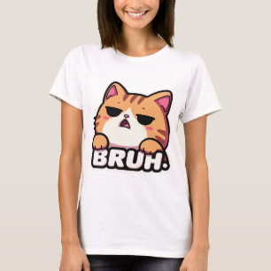 Camiseta Meme do Gato Bruh - Rosto de Gato Sem Entusiasmo
