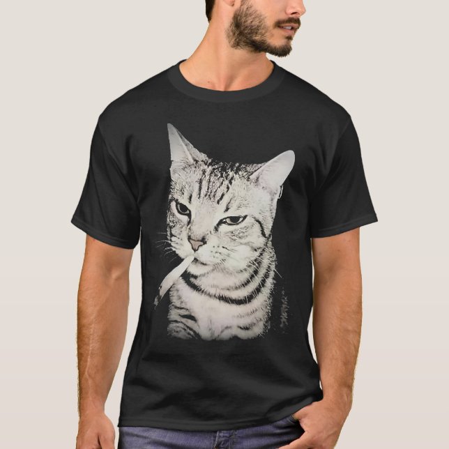 Camiseta Meme do gato fumante vintage (Frente)