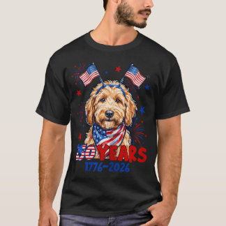 Camiseta Meme do Goldendoodle de 4 de Julho 250 Anos 1776-2
