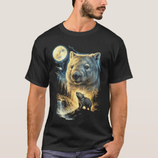 Camiseta Meme do Wombat Uivando para a Lua Engraçado 9039S