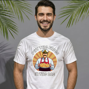Camiseta Meme Engraçado Coloque as Fritas na Sacola Juventu