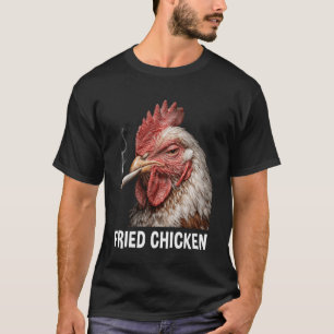Camiseta Meme Engraçado de Frango Frito Fumando
