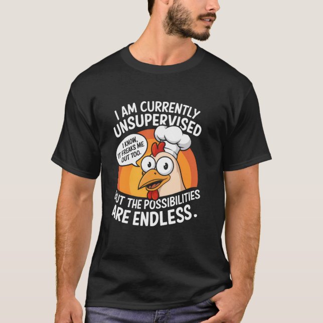 Camiseta Meme Engraçado de Frango sem Supervisão (Frente)