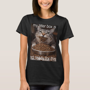 Camiseta Meme engraçado de gato faminto antes da caixa de a