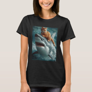 Camiseta Meme Engraçado Eu Amo Gatos Eu Amo Tubarões Estran
