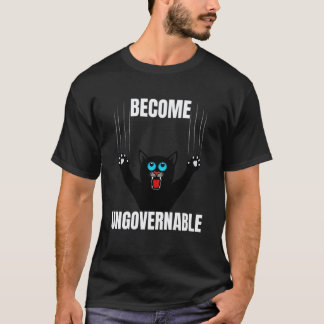 Camiseta Meme Engraçado Fica Ingovernável - Gato Preto Arra