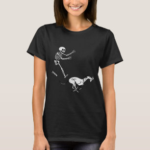 Camiseta Meme Engraçado Greyhound Correndo Esqueleto Hallow