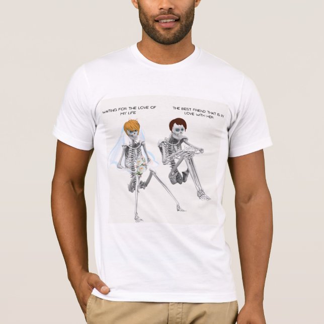 CAMISETA MEME ESPERANDO PELO AMOR DA MINHA VIDA COM O MEU B (Frente)