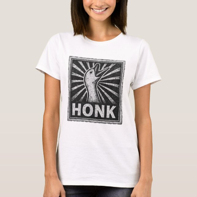 Camiseta Meme Galinha do Pato Engraçado Honk Goose (Frente)