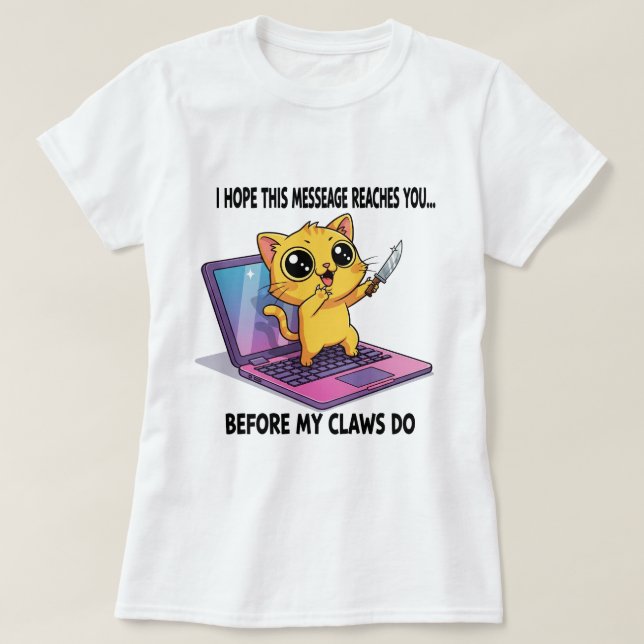 Camiseta Meme Gato Bonito mas Mortal - Gatinho Engraçado Da (Frente do Design)