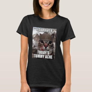 Camiseta Meme Gato Engraçado Eu Sobrevivi à Atatura Tummy d